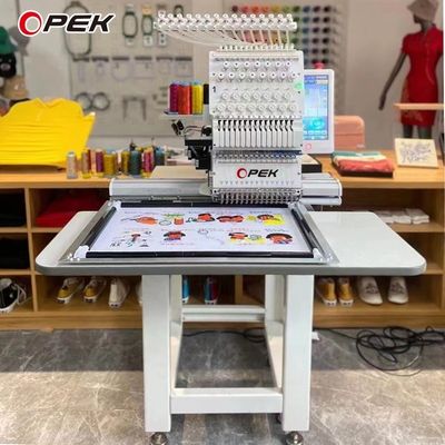 Máquina de bordado industrial com computador OPEK de cabeça única para fabricação de T-shirts e chapéus