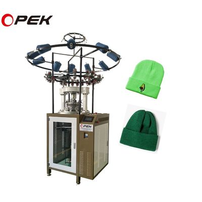 Máquina de tricô circular computadorizada Opek e desempenho para produção de chapéus de costelas
