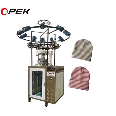 Máquina de tricô circular computadorizada Opek e desempenho para produção de chapéus de costelas