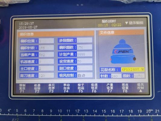 Máquina de tricô circular de 9 polegadas OPEK 365 para chapéus e lenços Jacquard velocidade 90-120RPM