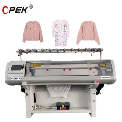 Máquina de tricô de cama plana de transporte único e de sistema duplo para fabricação de colarinho e suéter