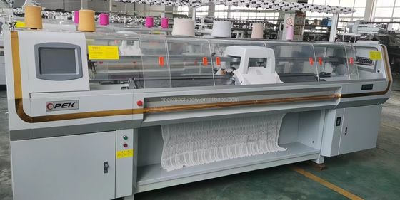 Máquina de tricô totalmente jacquard de alta velocidade para produção de colar e punhos de camisetas de polo