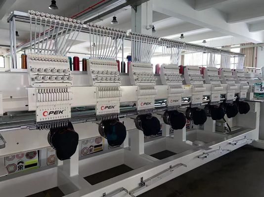 Máquina de bordado de 8 cabeças Opek com intervalo de cabeça de 500 mm e tamanho da mesa de trabalho de 60 cm