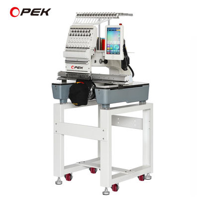 Máquina de bordado de cabeça única com computador OPEK para fabricação de camisetas de chapéu e logotipo plano