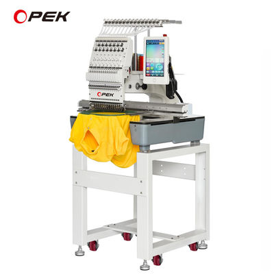 Máquina de bordado de cabeça única com computador OPEK para fabricação de camisetas de chapéu e logotipo plano