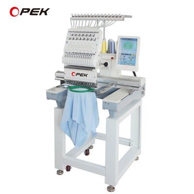 Máquina de bordado industrial com computador OPEK de cabeça única para fabricação de T-shirts e chapéus
