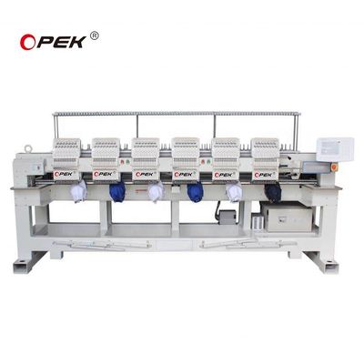 Máquina de bordado de alta velocidade OPEK 6 cabeças para fabricação de roupas de camisetas de chapéu plano