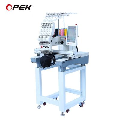 185 KG OPEK Máquina de bordado de cabeça única com tampa Computarizada Alta Velocidade 1200 RPM