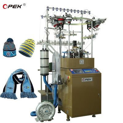 Máquina de tricô circular de alarme totalmente automático para chapéus de chapéu de lenço